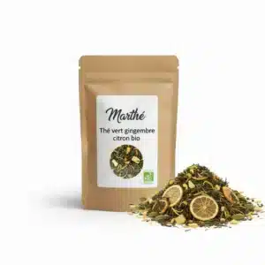 Thé vert Gingembre Citron Bio - saveur acidulée - sachet 200g ou 2 kg
